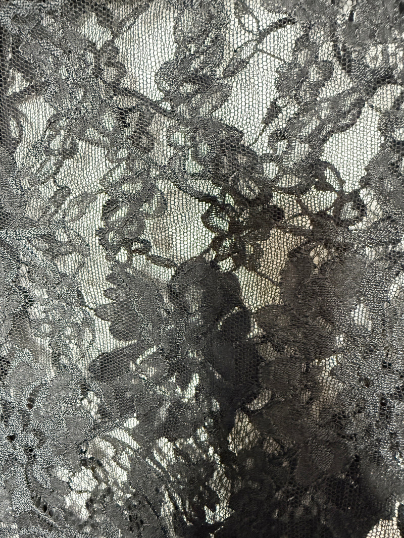 Black floral lace mock-neck bodysuit - size S Tops Valentino 