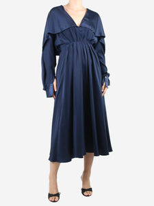 Roksanda Blue silk caped midi dress - size UK 8