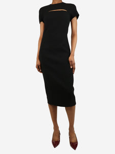 Victoria Beckham Black keyhole neckline midi dress - size UK 10