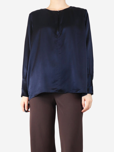 Navy silk satin blouse - size L Tops Nili Lotan 