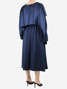 Roksanda Blue silk caped midi dress - size UK 8