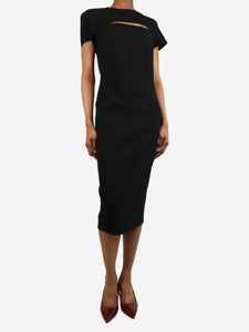 Victoria Beckham Black keyhole neckline midi dress - size UK 10