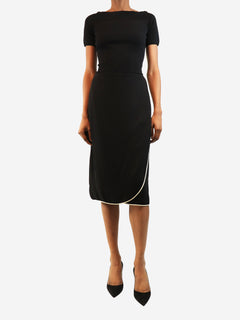 Black silk crepe midi skirt - size UK 8