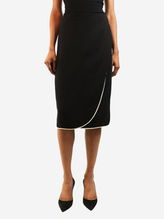 Black silk crepe midi skirt - size UK 8