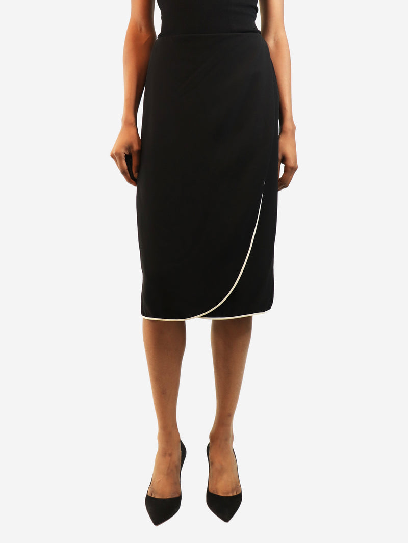 Black silk crepe midi skirt - size UK 8
