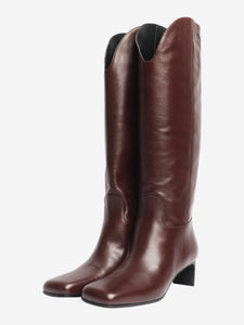 Longchamp La Cavalière oxblood knee high leather boots high leather boots - size EU 39