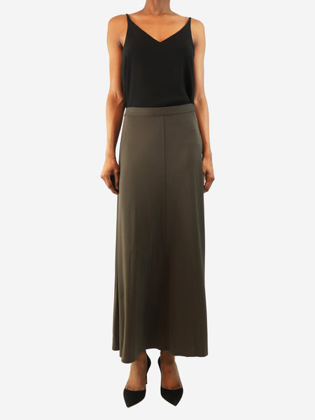 Khaki fluid jersey maxi skirt - size S alternate image
