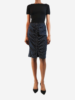 Navy polka dot skirt - size UK 8