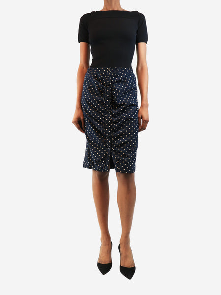 Navy polka dot skirt - size UK 8 alternate image