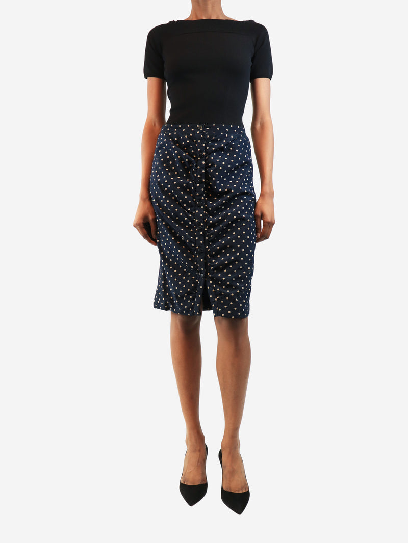 Navy polka dot skirt - size UK 8
