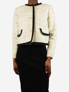 Ba&sh Cream cropped tweed jacket - size UK 6