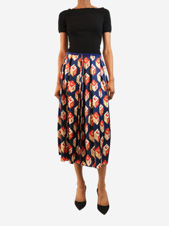 Navy silk pleated midi skirt - size UK 8 Skirts Gucci 