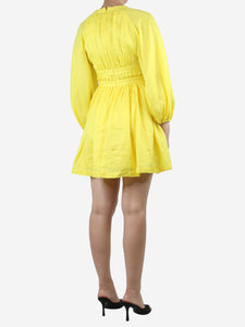 Zimmermann Yellow V-neckline linen mini dress - size UK 10