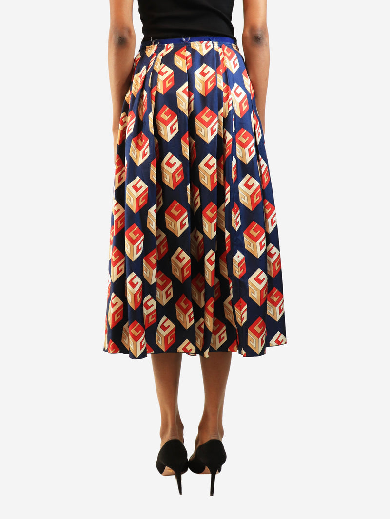 Navy silk pleated midi skirt - size UK 8 Skirts Gucci 