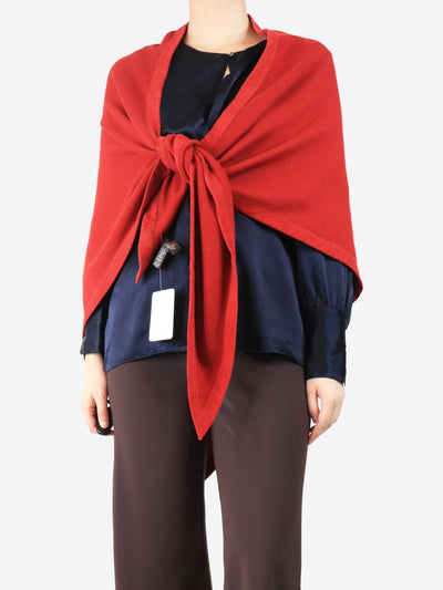 Red cashmere shawl with suede trim Scarves Loro Piana 