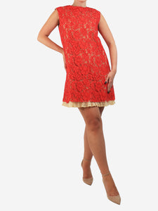Miu Miu Red lace mini dress with slip - size UK 10