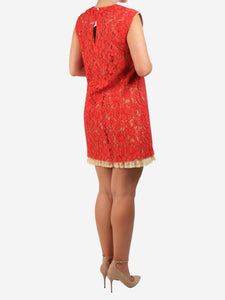 Miu Miu Red lace mini dress with slip - size UK 10