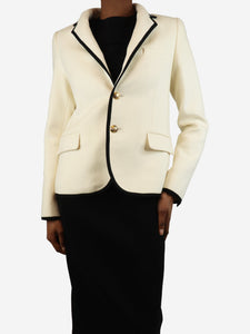 Nili Lotan Cream single-breasted wool-blend blazer - size UK 4