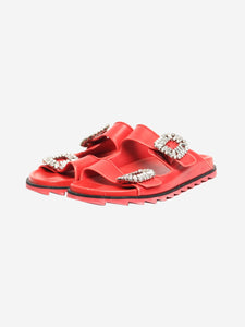 Roger Vivier Red diamante-buckle slides - size EU 37