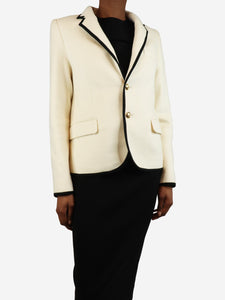 Nili Lotan Cream single-breasted wool-blend blazer - size UK 4