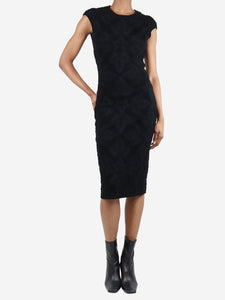 Alexander McQueen Black sleeveless wool jacquard pencil dress - size XS