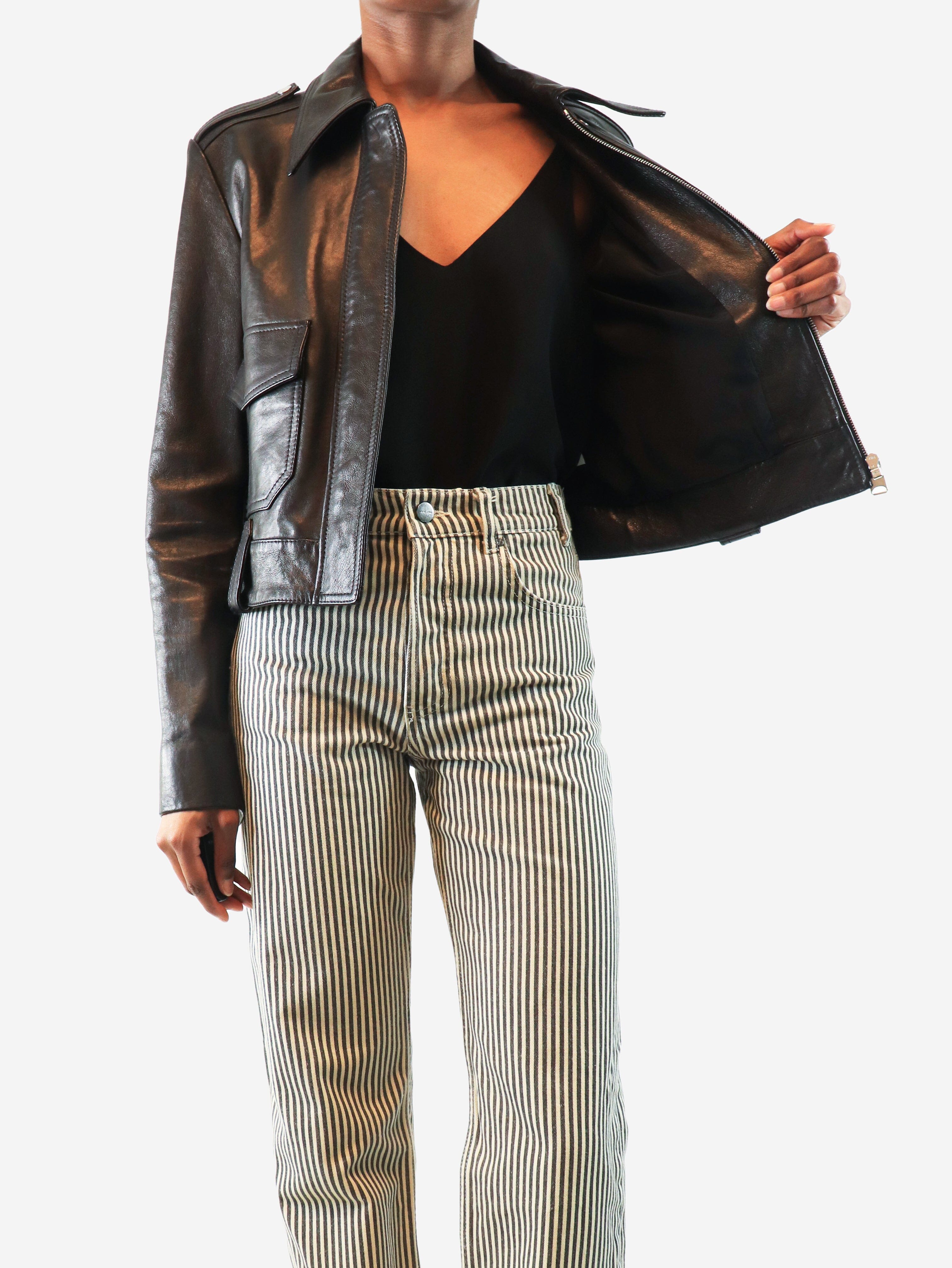 Black leather lambskin jacket - size UK 10 Coats & Jackets Khaite 