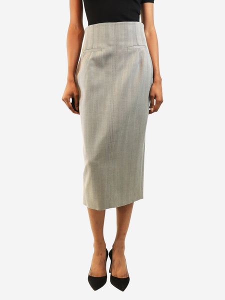 Grey Herringbone wool midi skirt - size UK 10 product image