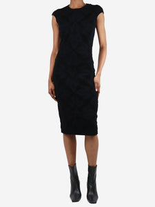 Alexander McQueen Black sleeveless wool jacquard pencil dress - size XS