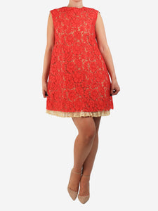 Miu Miu Red lace mini dress with slip - size UK 10