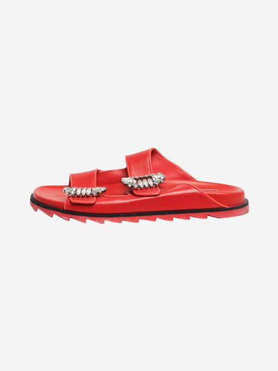 Red diamante-buckle slides - size EU 37 Flat Sandals Roger Vivier 