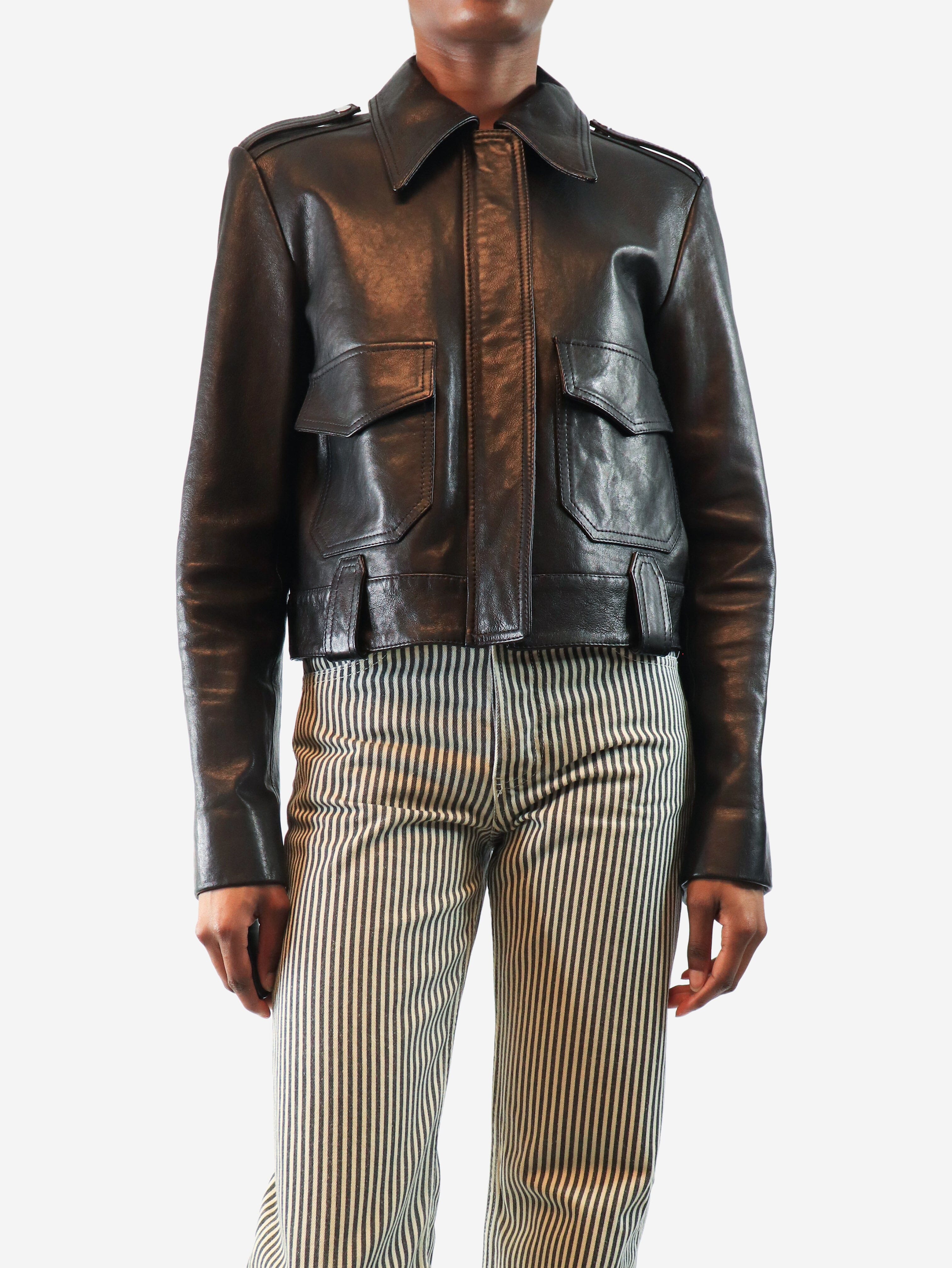 Black leather lambskin jacket - size UK 10 Coats & Jackets Khaite 