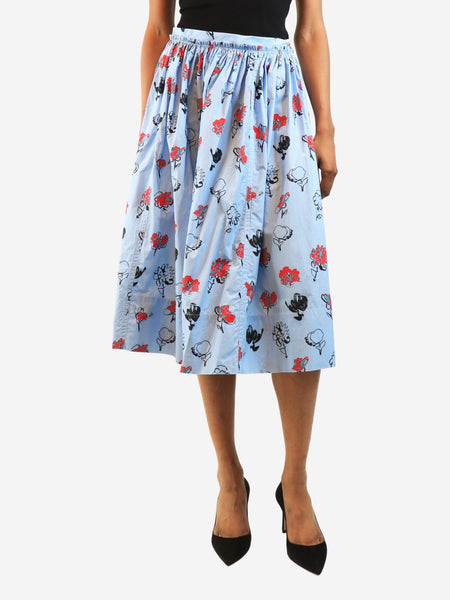Blue floral midi skirt - size UK 8 product image