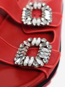Roger Vivier Red diamante-buckle slides - size EU 37
