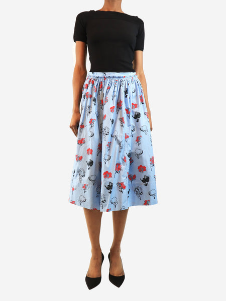 Blue floral midi skirt - size UK 8 alternate image