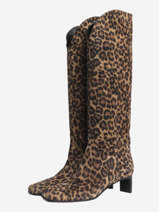 Longchamp La Cavalière knee high leopard boots - size EU 39