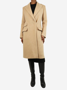 Another Tomorrow Neutral double-breasted wool coat - size UK 4