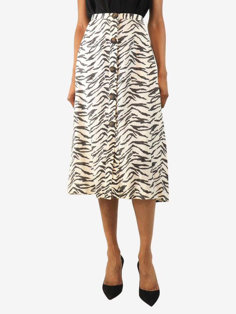 White and black zebra printed midi skirt - size UK 6 Skirts Reformation 