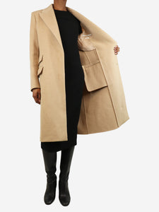 Another Tomorrow Neutral double-breasted wool coat - size UK 4