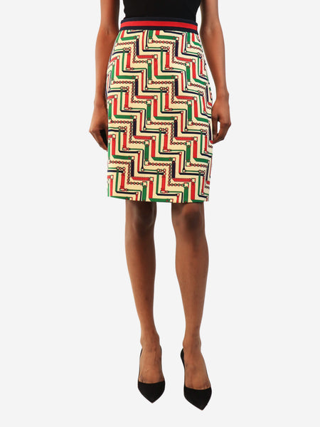 Cream chain printed midi skirt - size UK 8 product image