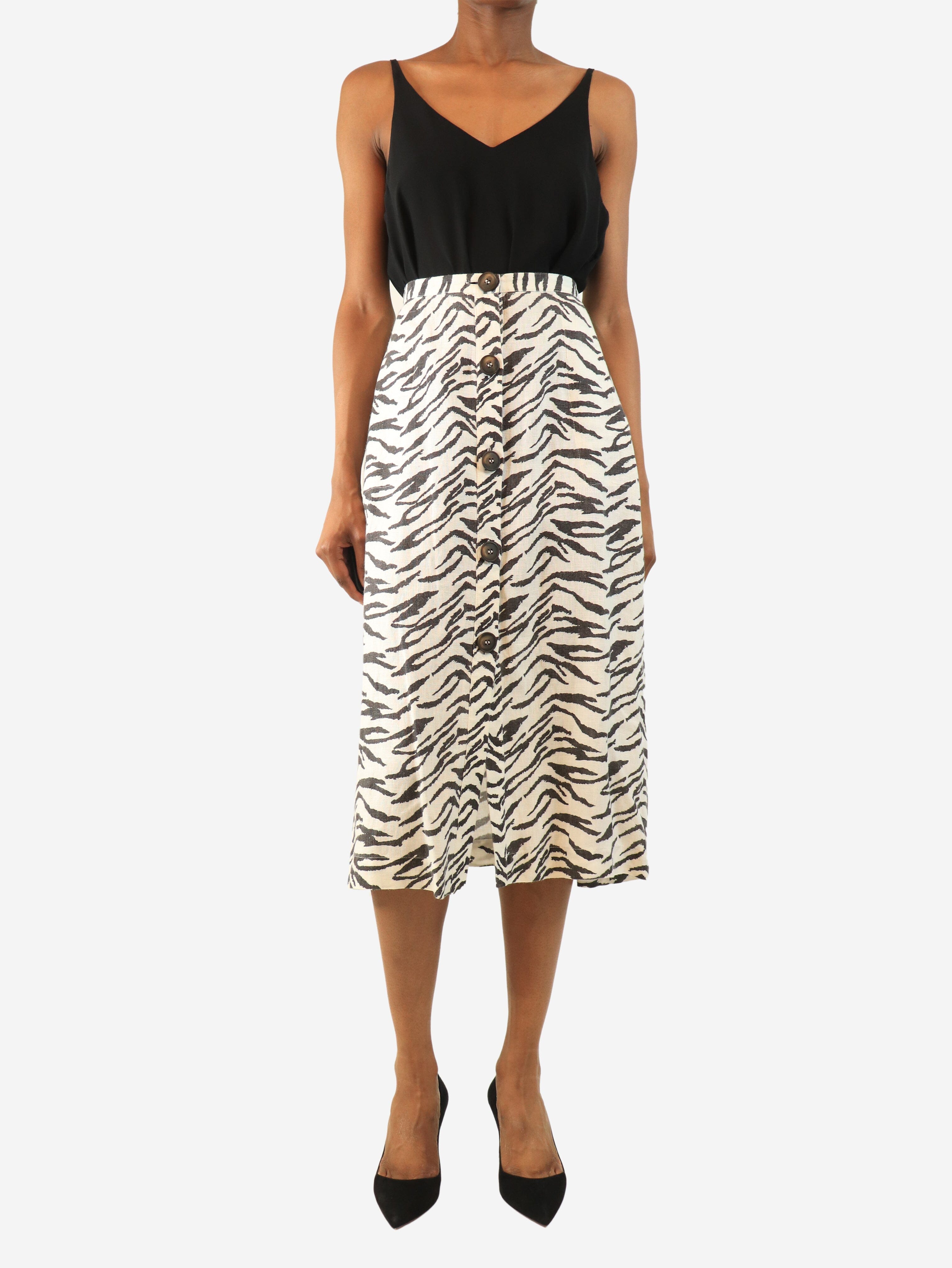 White and black zebra printed midi skirt - size UK 6 Skirts Reformation 