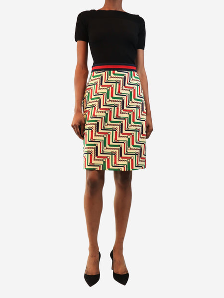 Cream chain printed midi skirt - size UK 8 alternate image