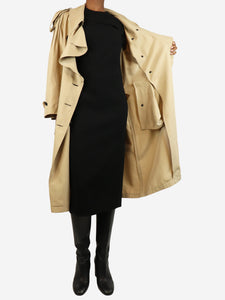 Burberry Neutral double-breasted silk light trench coat - size UK 8