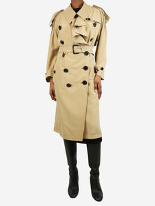 Burberry Neutral double-breasted silk light trench coat - size UK 8