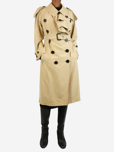 Burberry Neutral double-breasted silk light trench coat - size UK 8