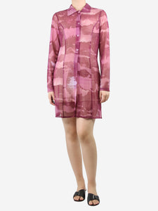 Brioni Roma Purple sheer printed shirt dress - size UK 8