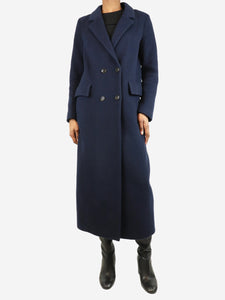 Ganni Navy blue double-breasted wool coat - size UK 6