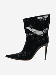 Alexandre Vauthier Black croc embossed patent leather ankle boot - size EU 38.5