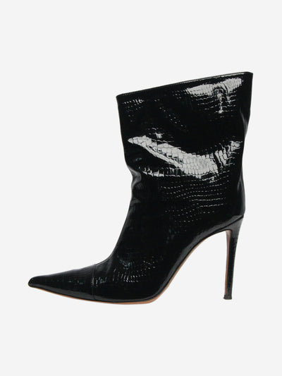 Black croc embossed patent leather ankle boot - size EU 38.5 Boots Alexandre Vauthier 