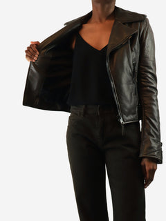 Brown leather biker jacket - size UK 8 Coats & Jackets Balenciaga 