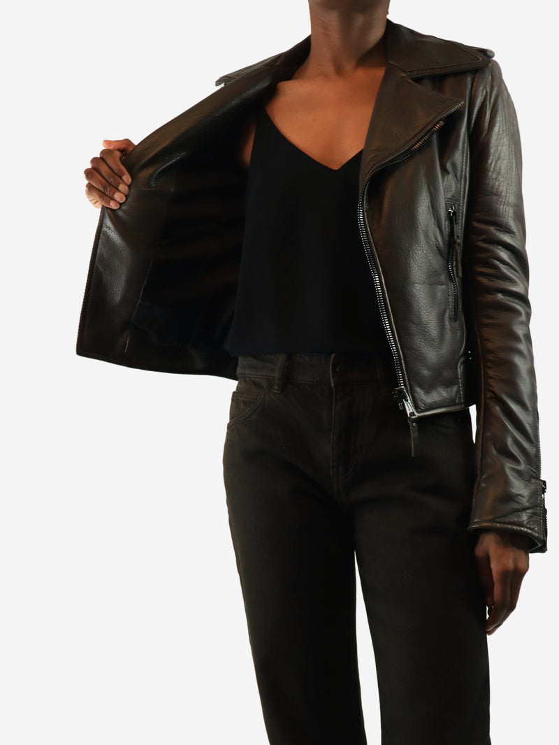 Brown leather biker jacket - size UK 8 Coats & Jackets Balenciaga 